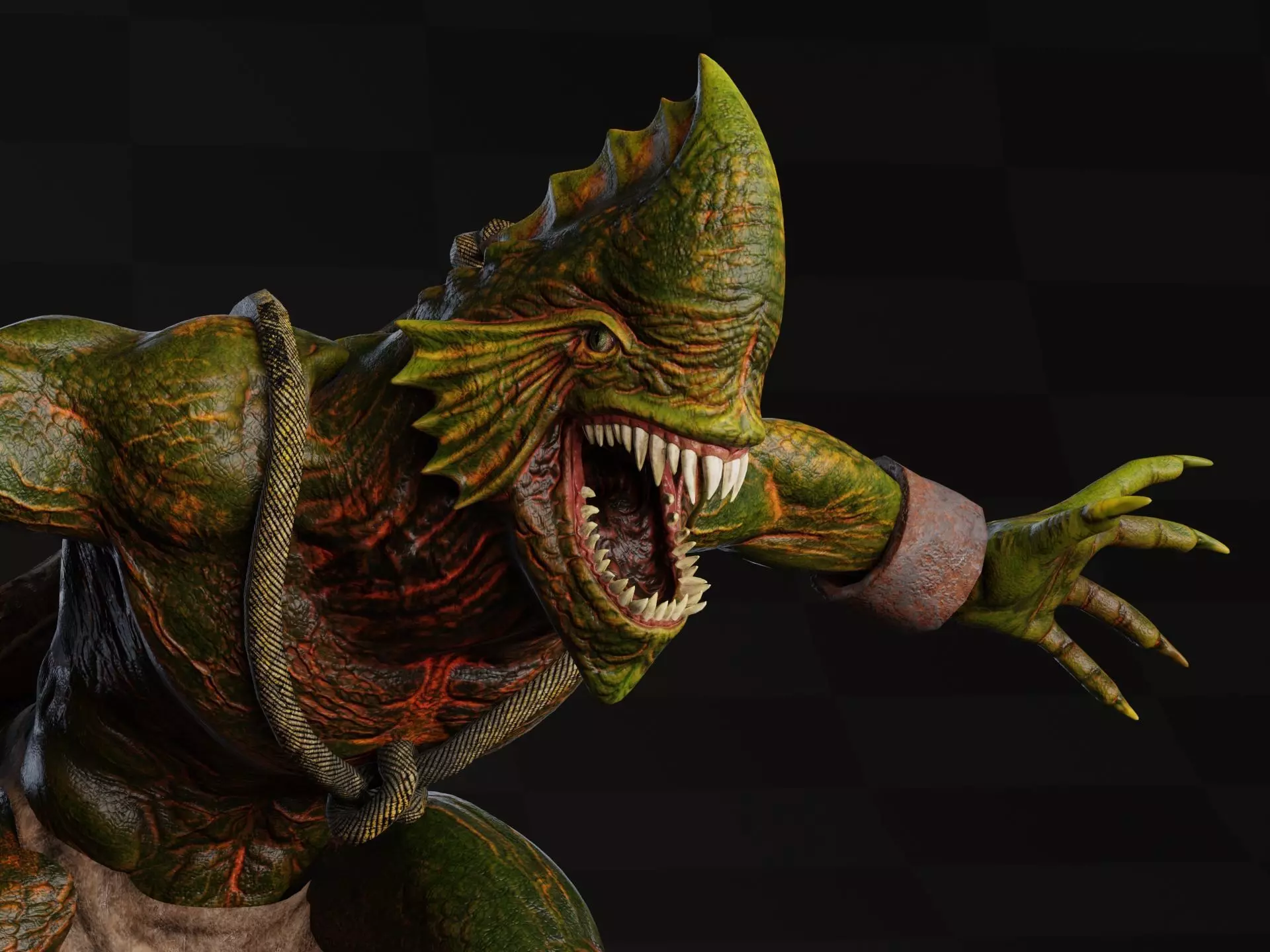 Drowner Monster Creature Animated Low-poly 3D model_0