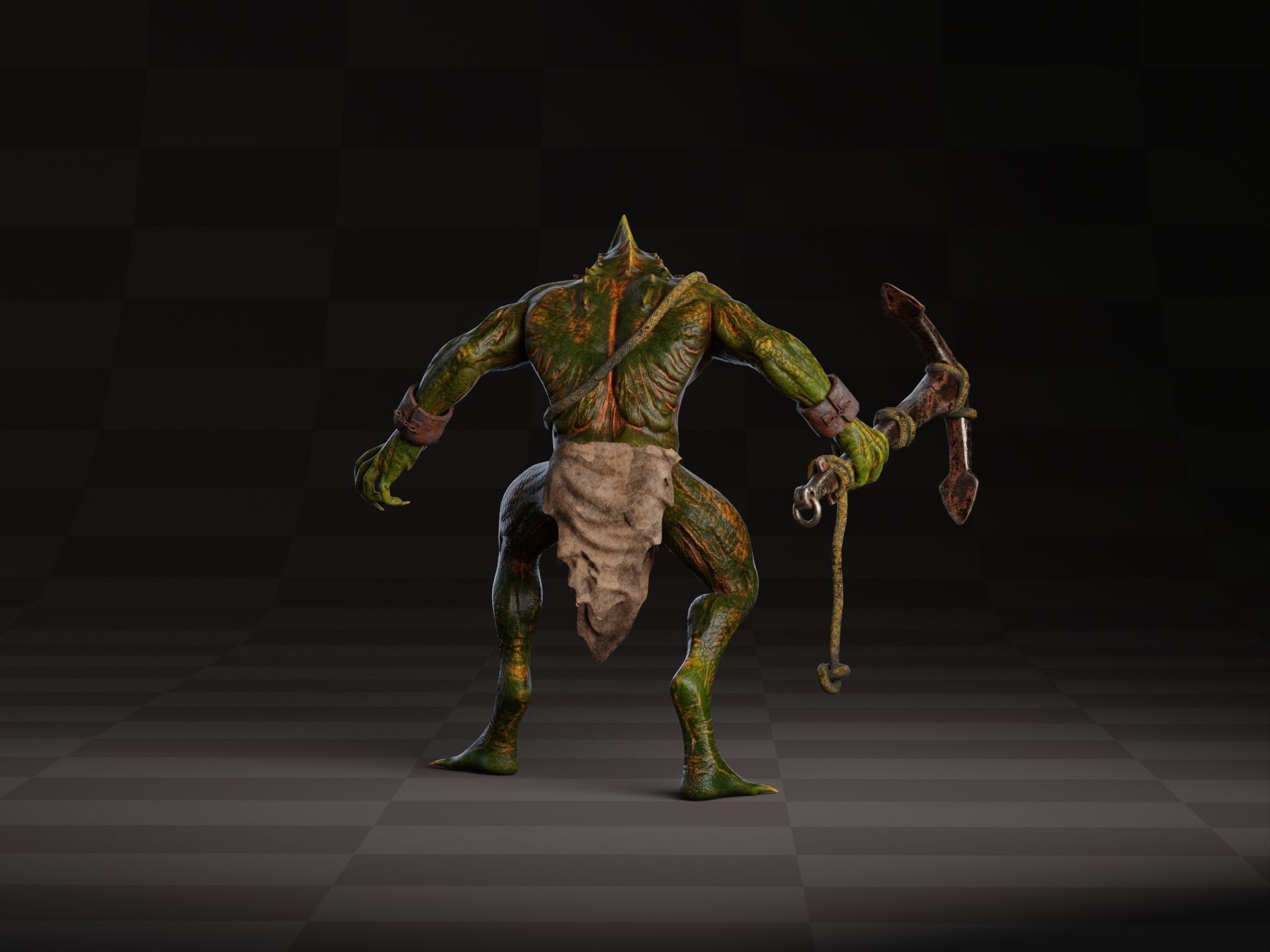 Drowner Monster Creature Animated Low-poly 3D model_6