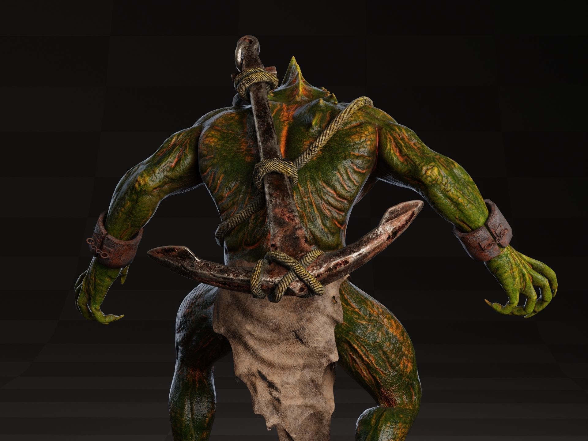 Drowner Monster Creature Animated Low-poly 3D model_11