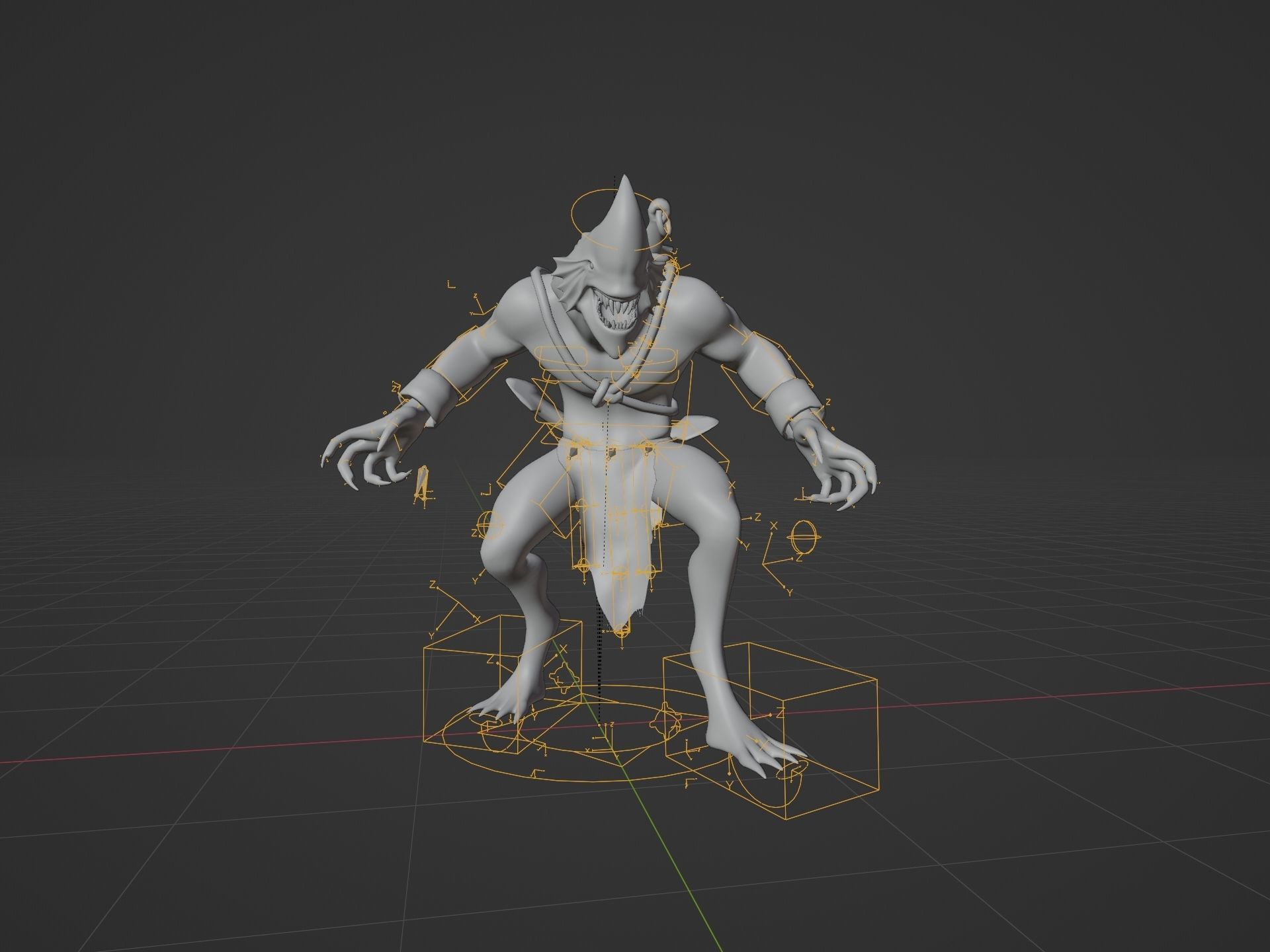 Drowner Monster Creature Animated Low-poly 3D model_13