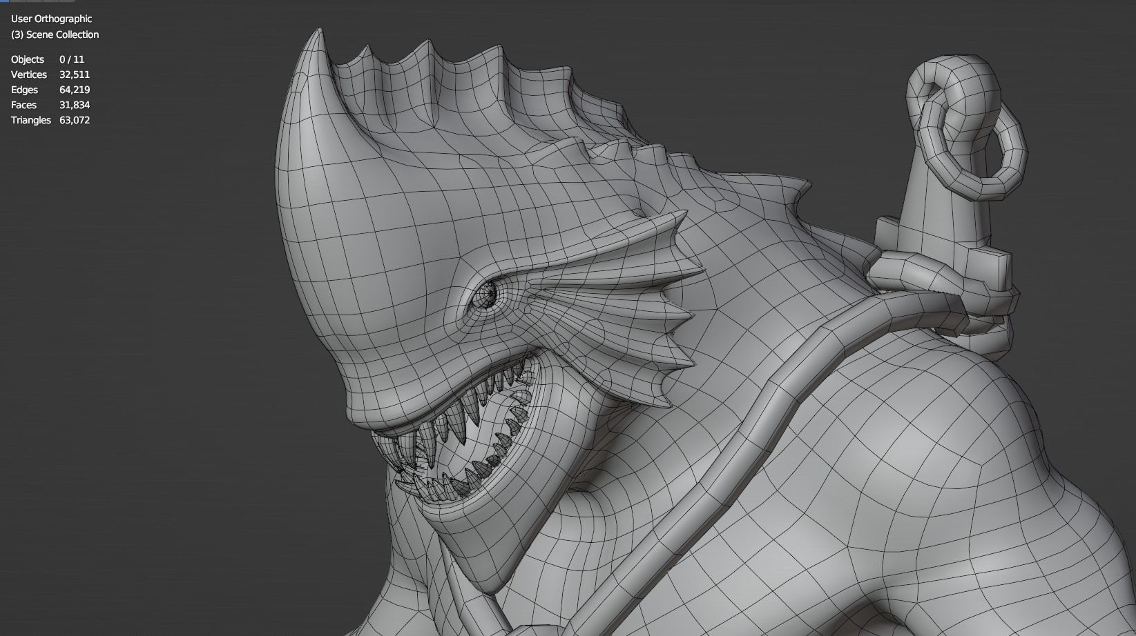 Drowner Monster Creature Animated Low-poly 3D model_17