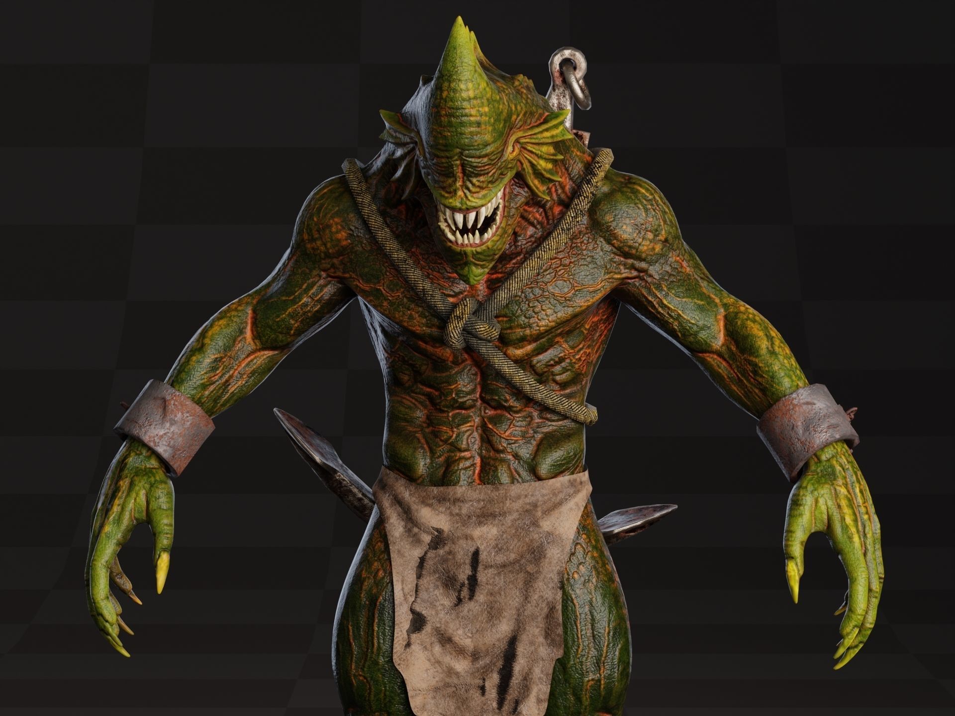 Drowner Monster Creature Animated Low-poly 3D model_8