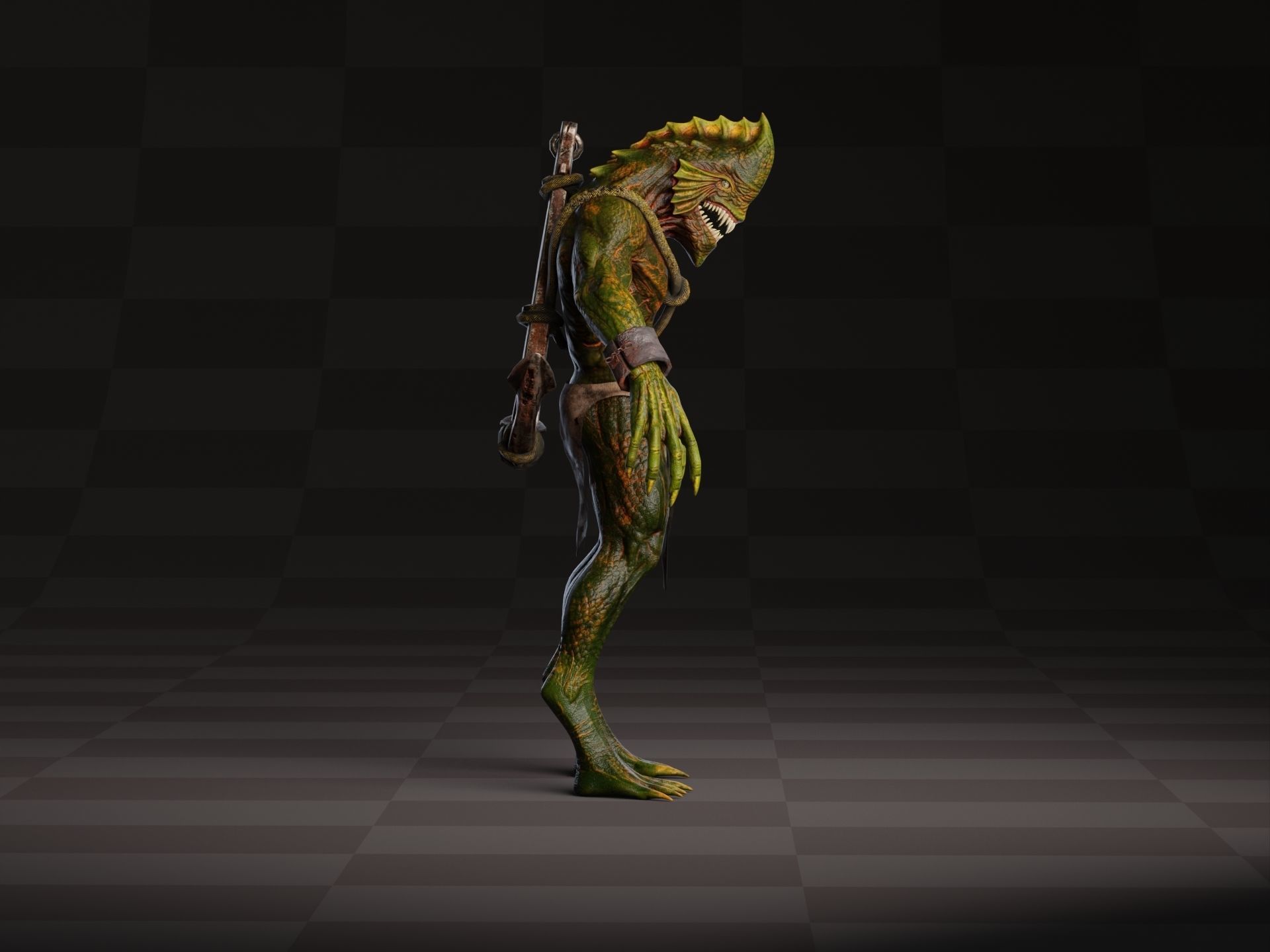 Drowner Monster Creature Animated Low-poly 3D model_4