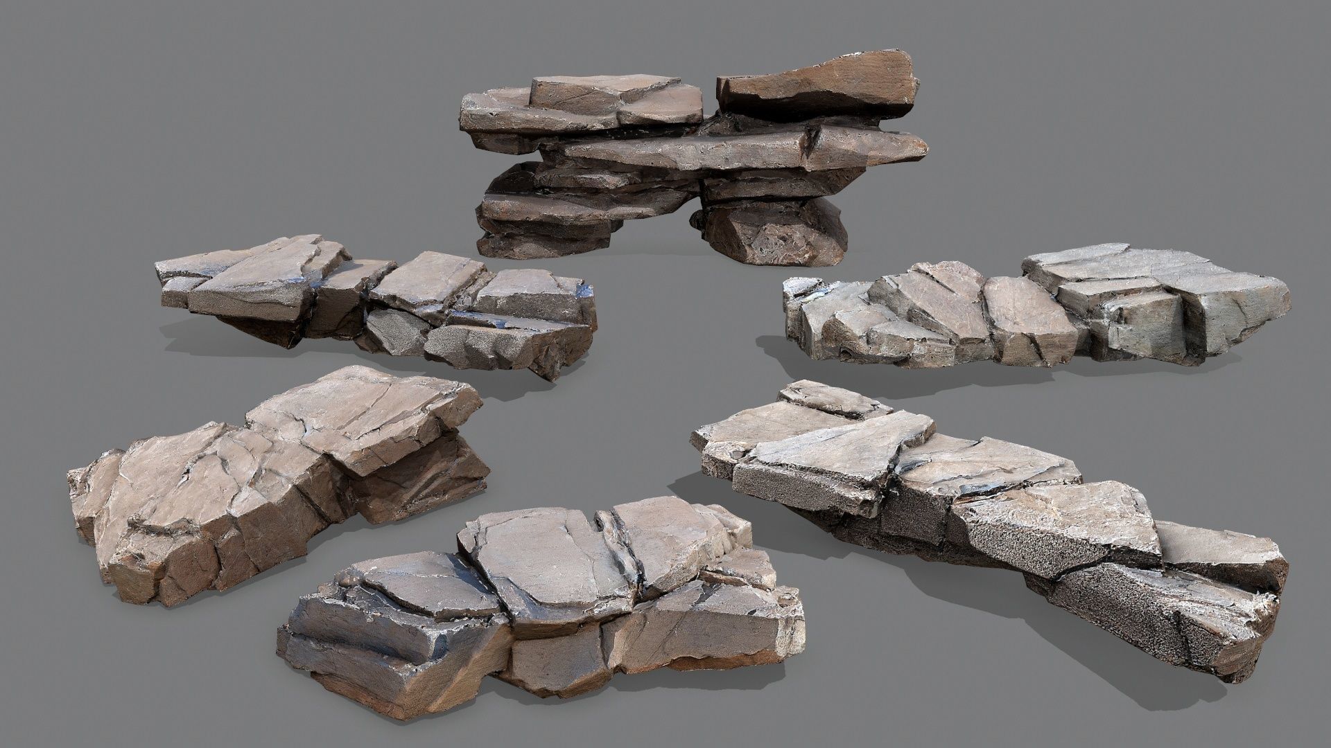 desert rocks Low-poly 3D model_1