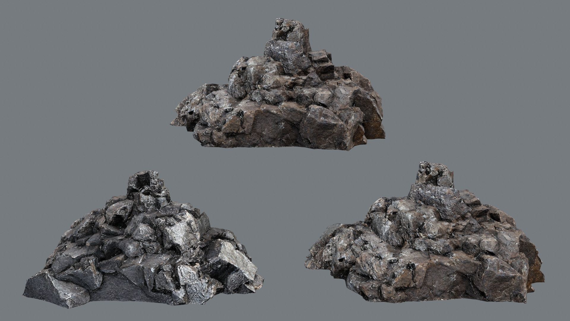 cliff rocks  Low-poly 3D model_2