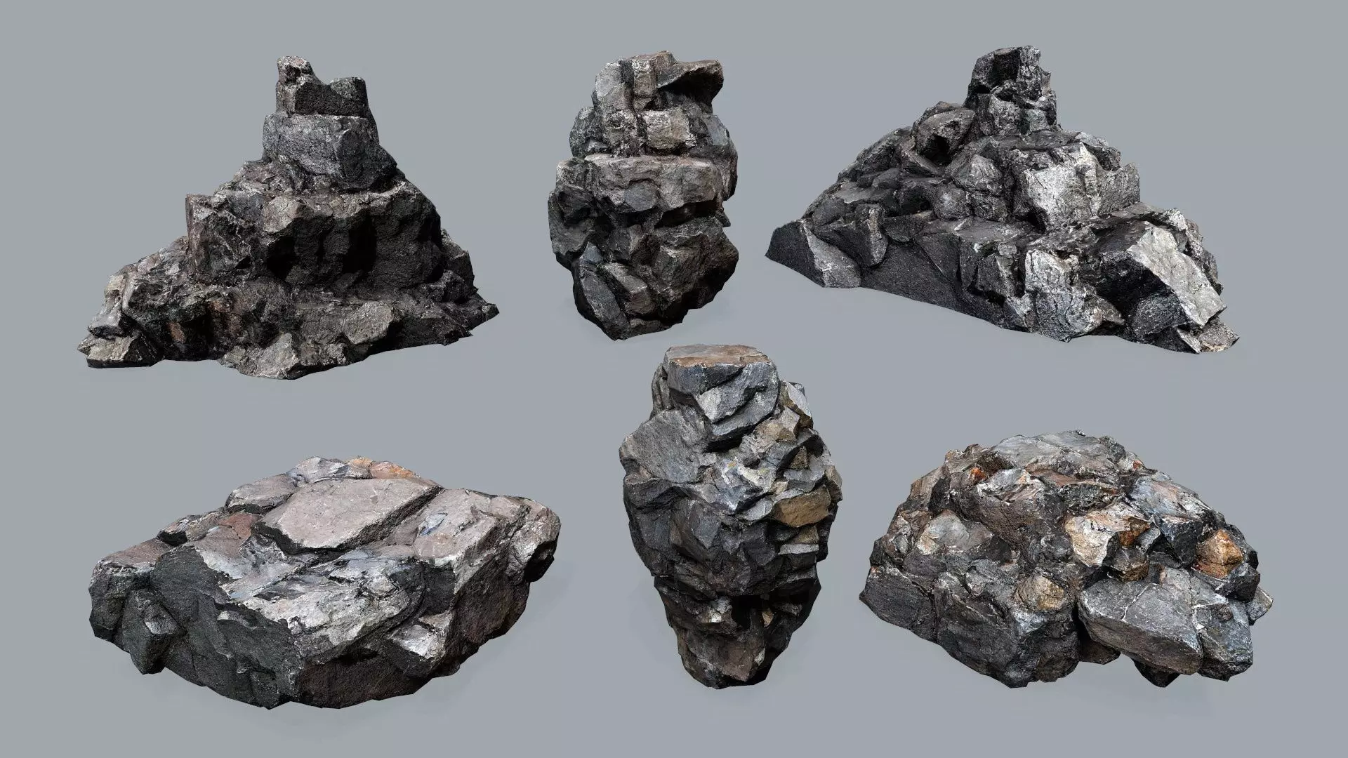 cliff rocks  Low-poly 3D model_0