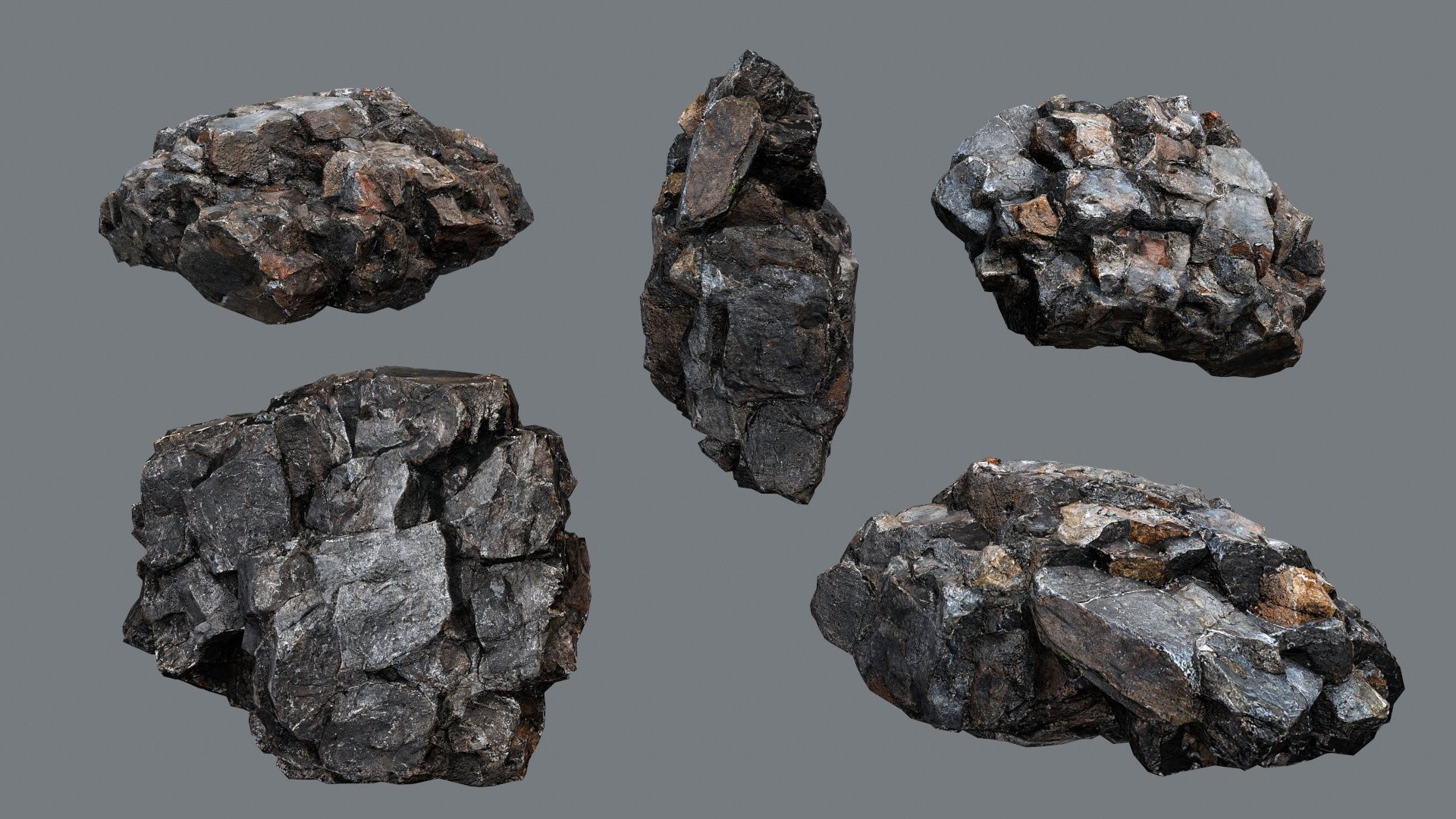 cliff rocks  Low-poly 3D model_6