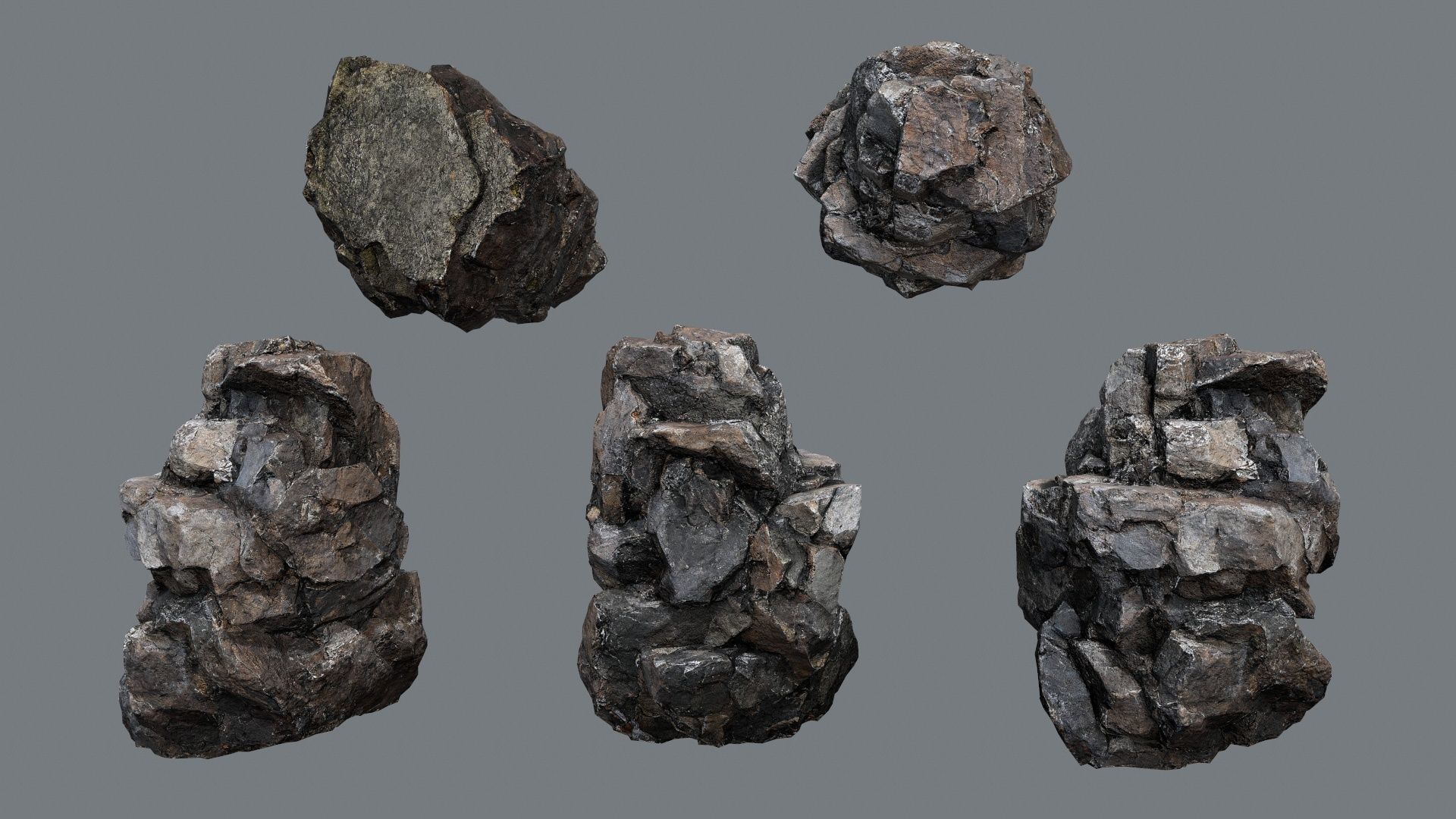 cliff rocks  Low-poly 3D model_4