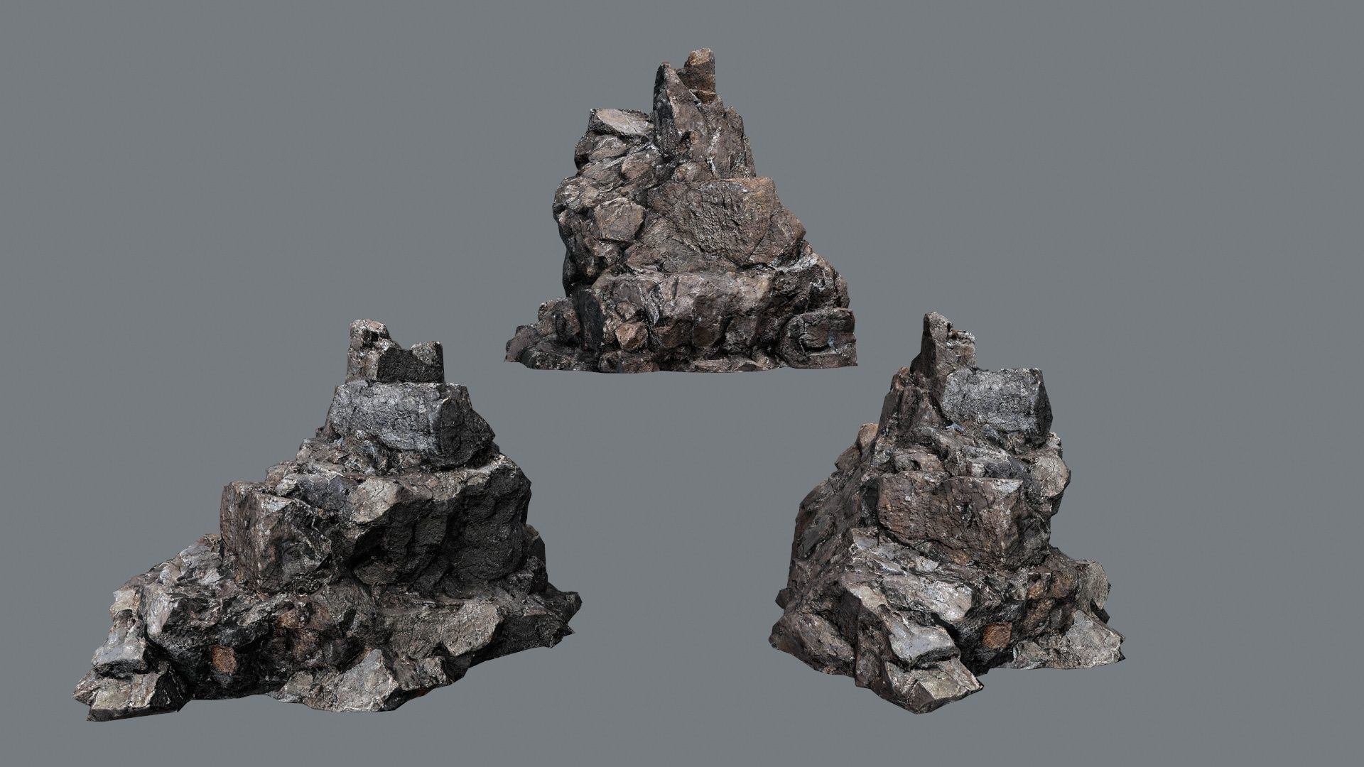 cliff rocks  Low-poly 3D model_1