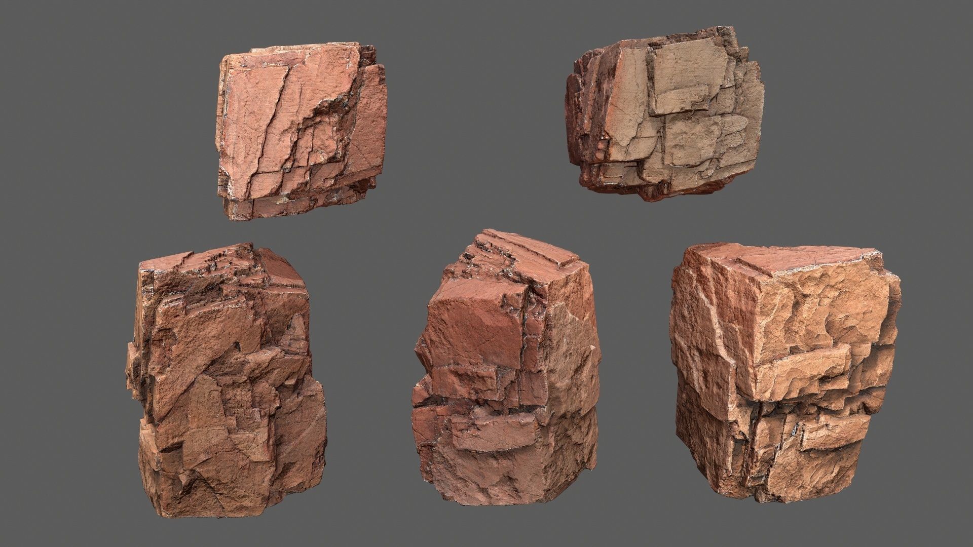 desert rocks Low-poly 3D model_9
