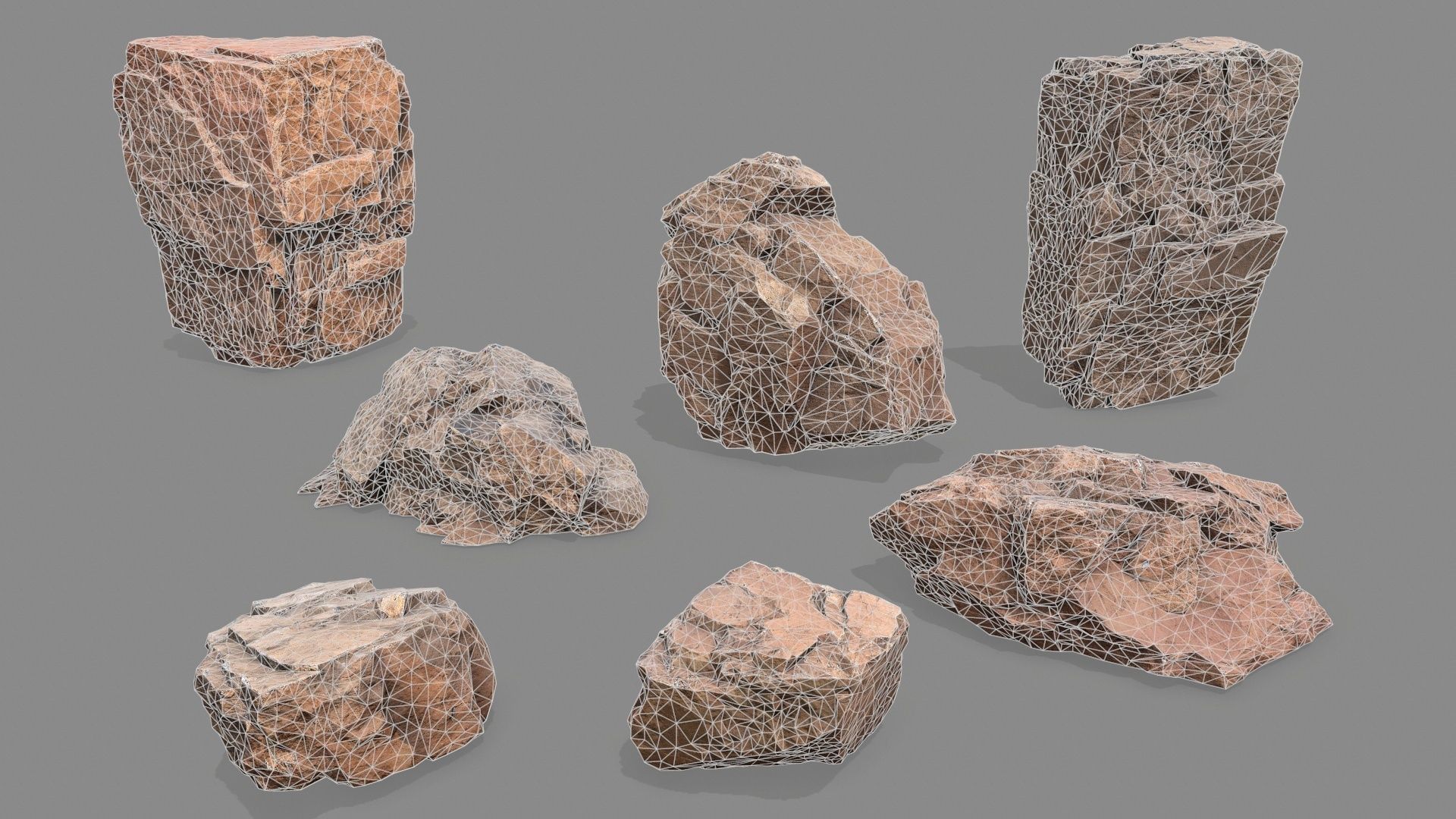 desert rocks Low-poly 3D model_16