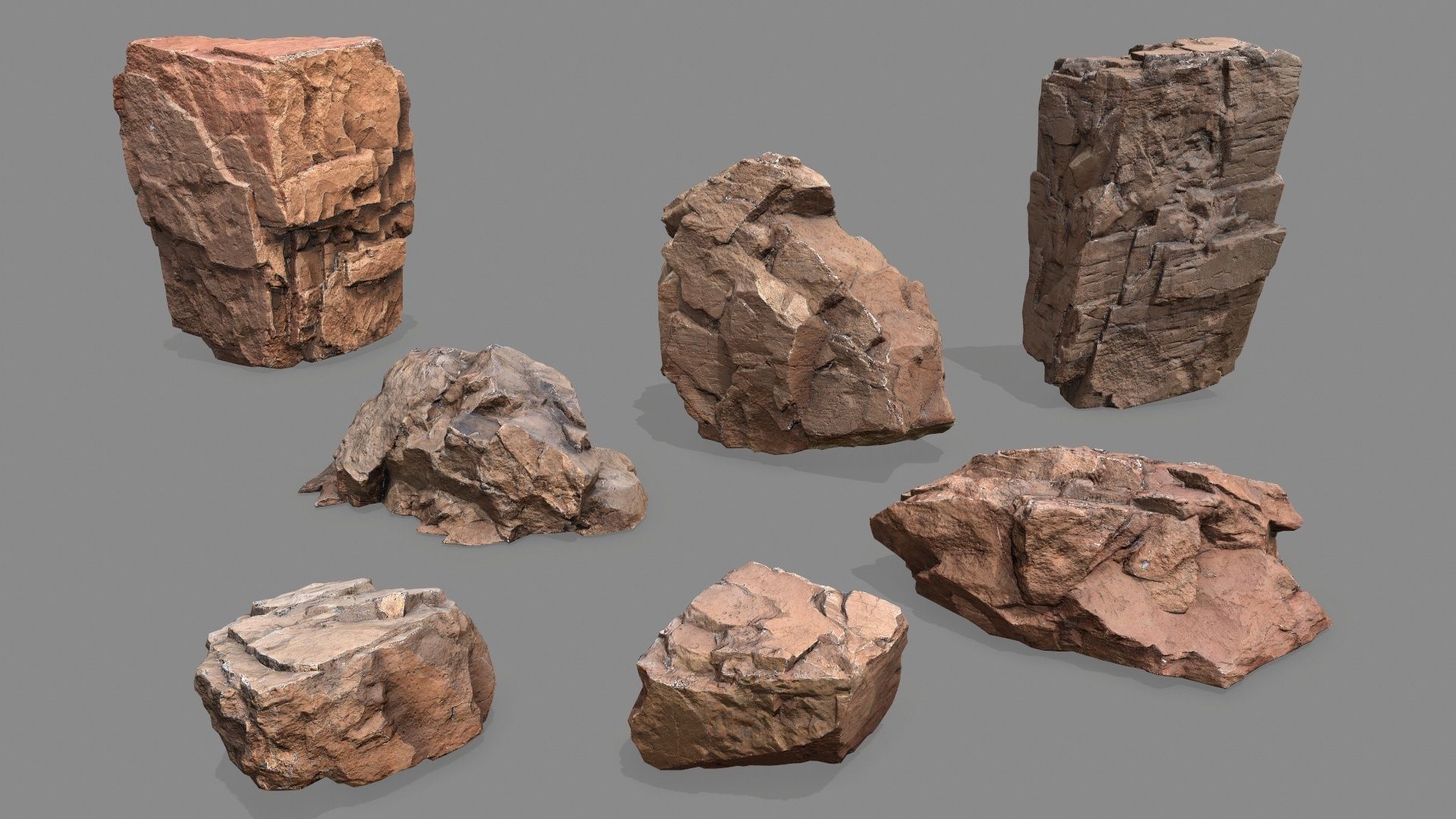 desert rocks Low-poly 3D model_1