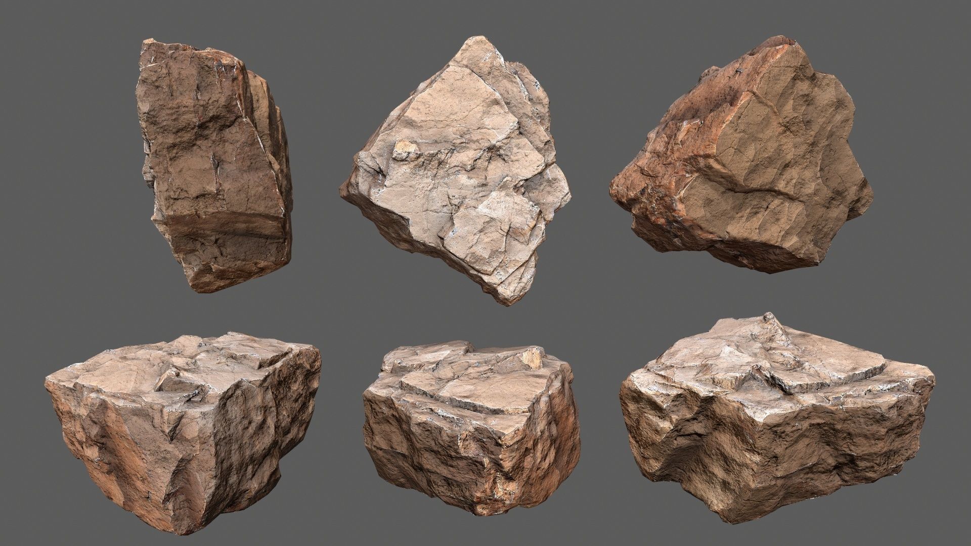 desert rocks Low-poly 3D model_12