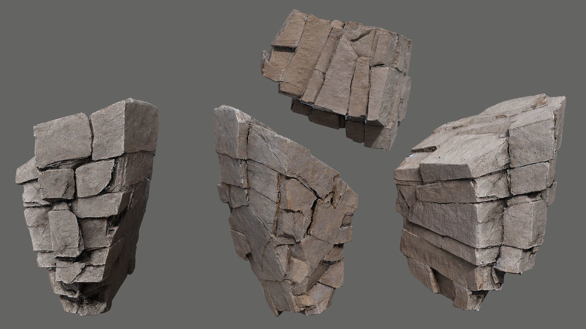 cliff rocks  Low-poly 3D model_6