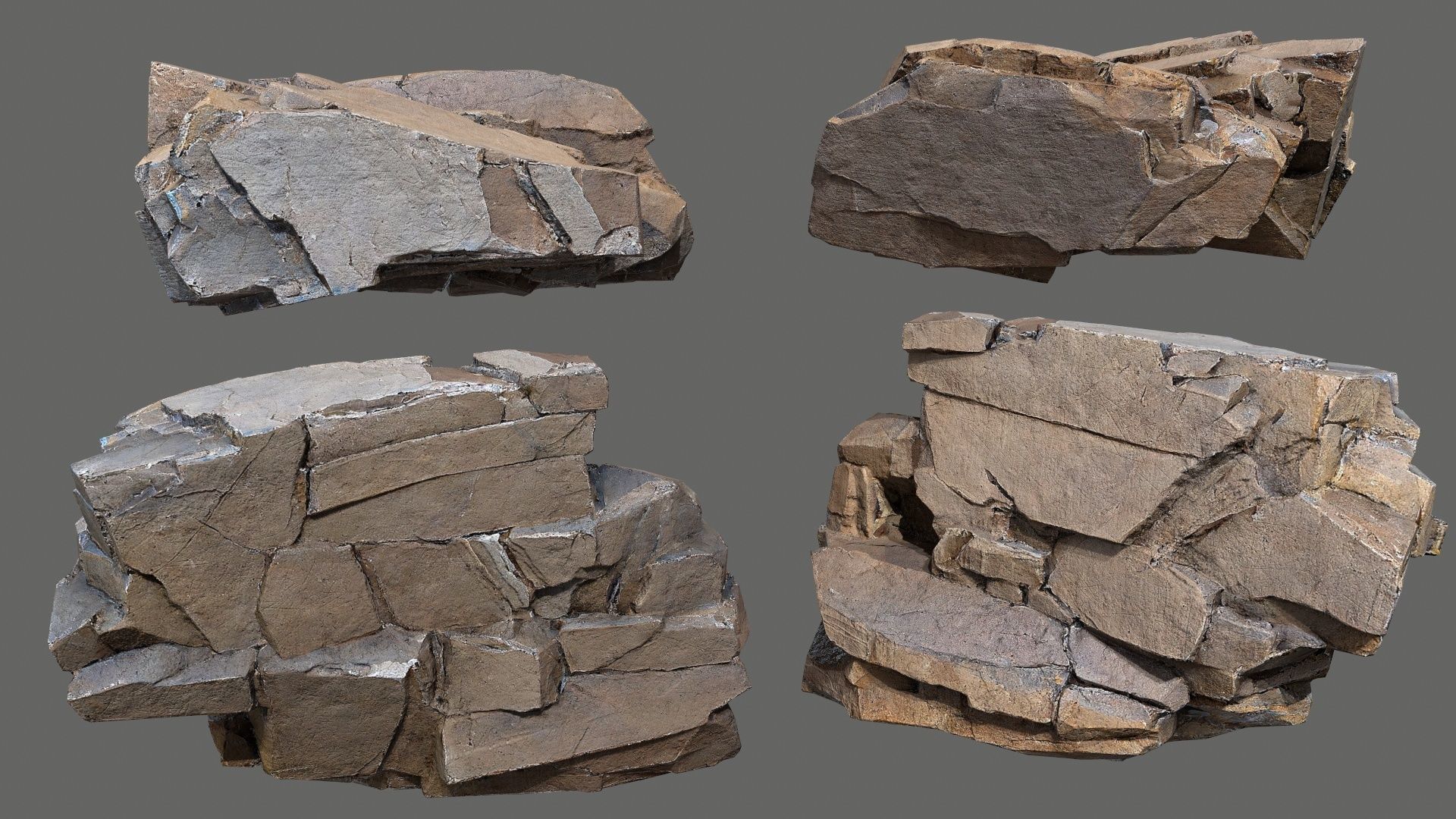 cliff rocks  Low-poly 3D model_4