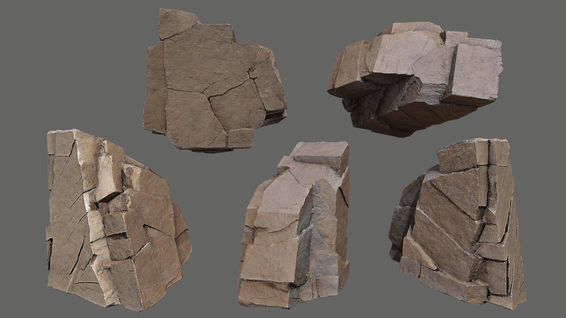 cliff rocks  Low-poly 3D model_10