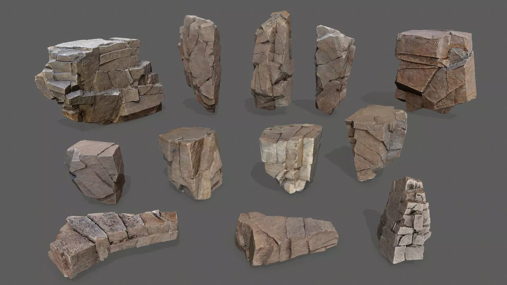cliff rocks  Low-poly 3D model_0
