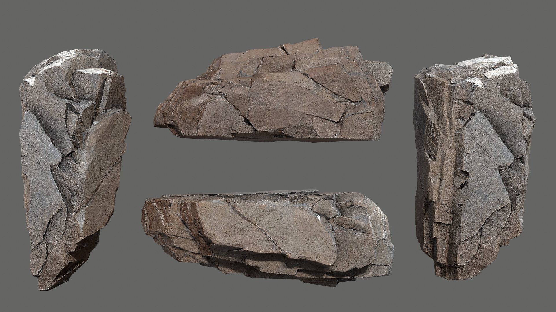 cliff rocks  Low-poly 3D model_2