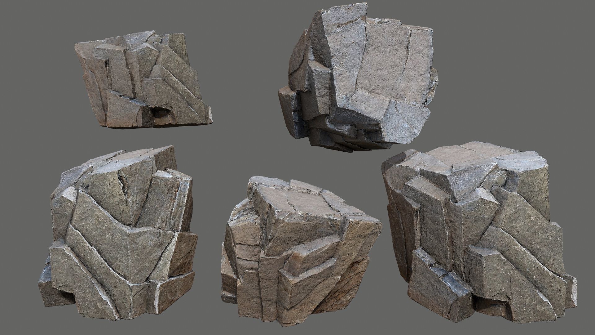 cliff rocks  Low-poly 3D model_7