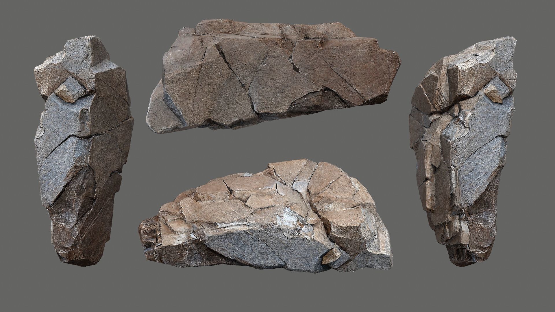 cliff rocks  Low-poly 3D model_1