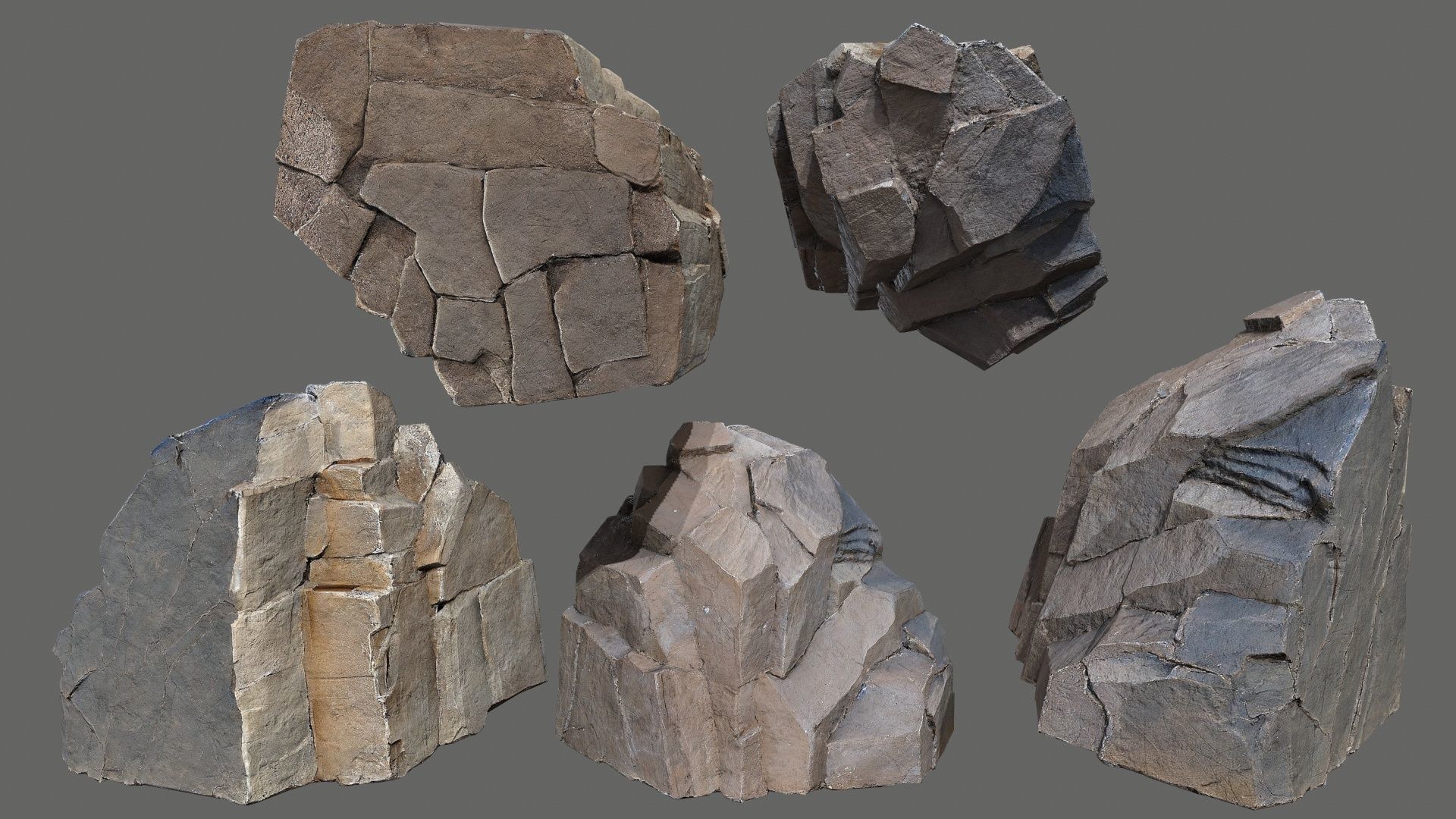 cliff rocks  Low-poly 3D model_8