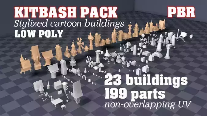 KITBASH PACK -  Stylized cartoon buildings