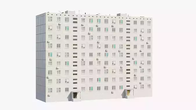 Soviet Panel Apartment Building two entrances