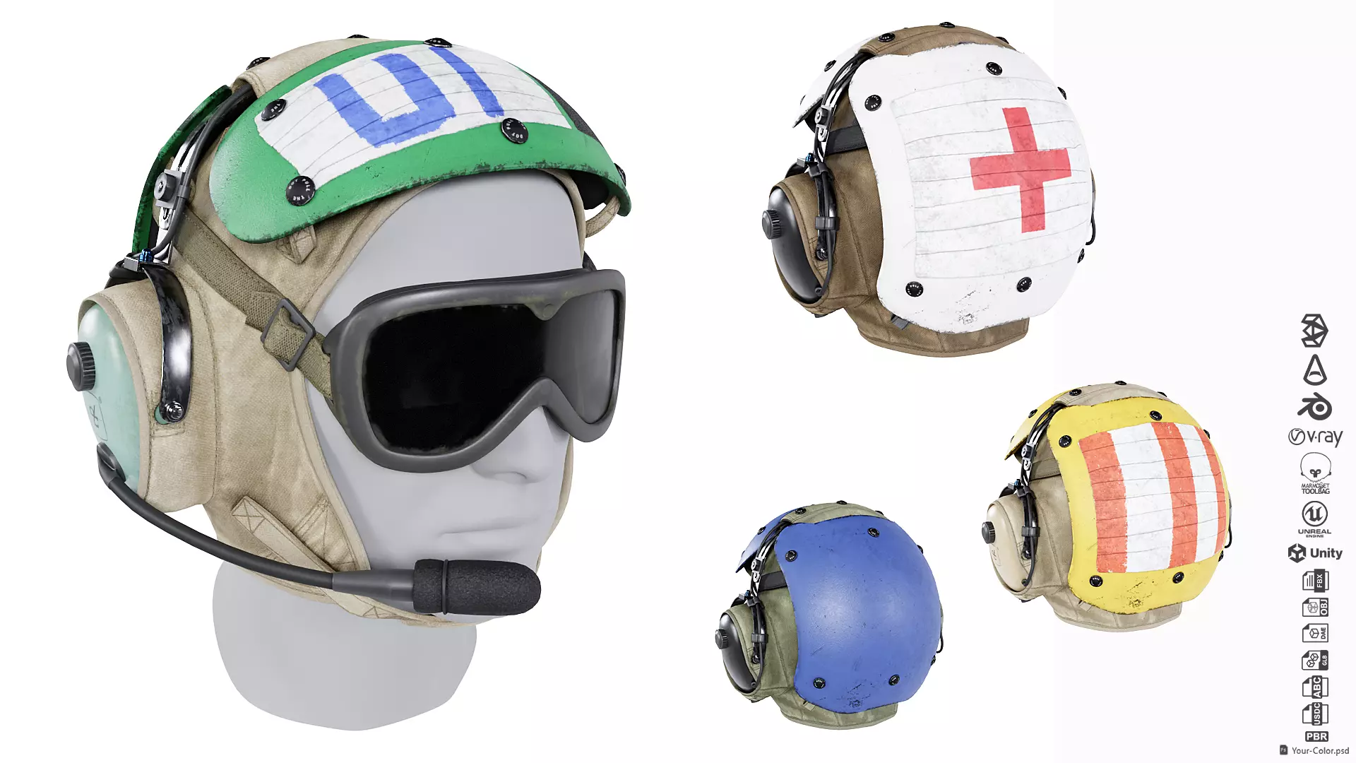 3D model David Clark HGU-25P - US Navy Cranial Helmet VR / AR