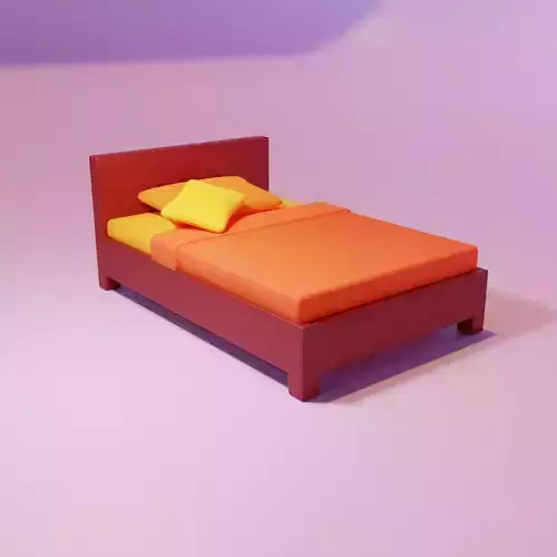 Simple cartoon bed Free low-poly 3D model