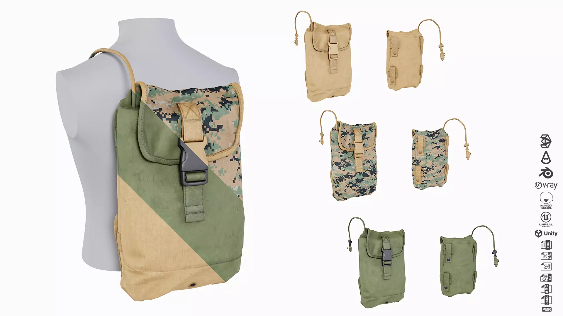 FILBE Hydration Molle Pouch Low-poly 3D model