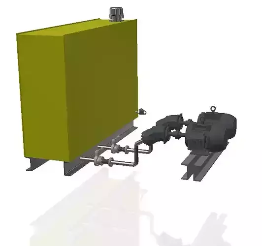 Hydraulic tank with pumps-motors and valves