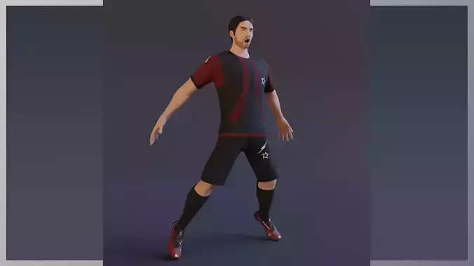 Football Player game ready character Low-poly 3D model