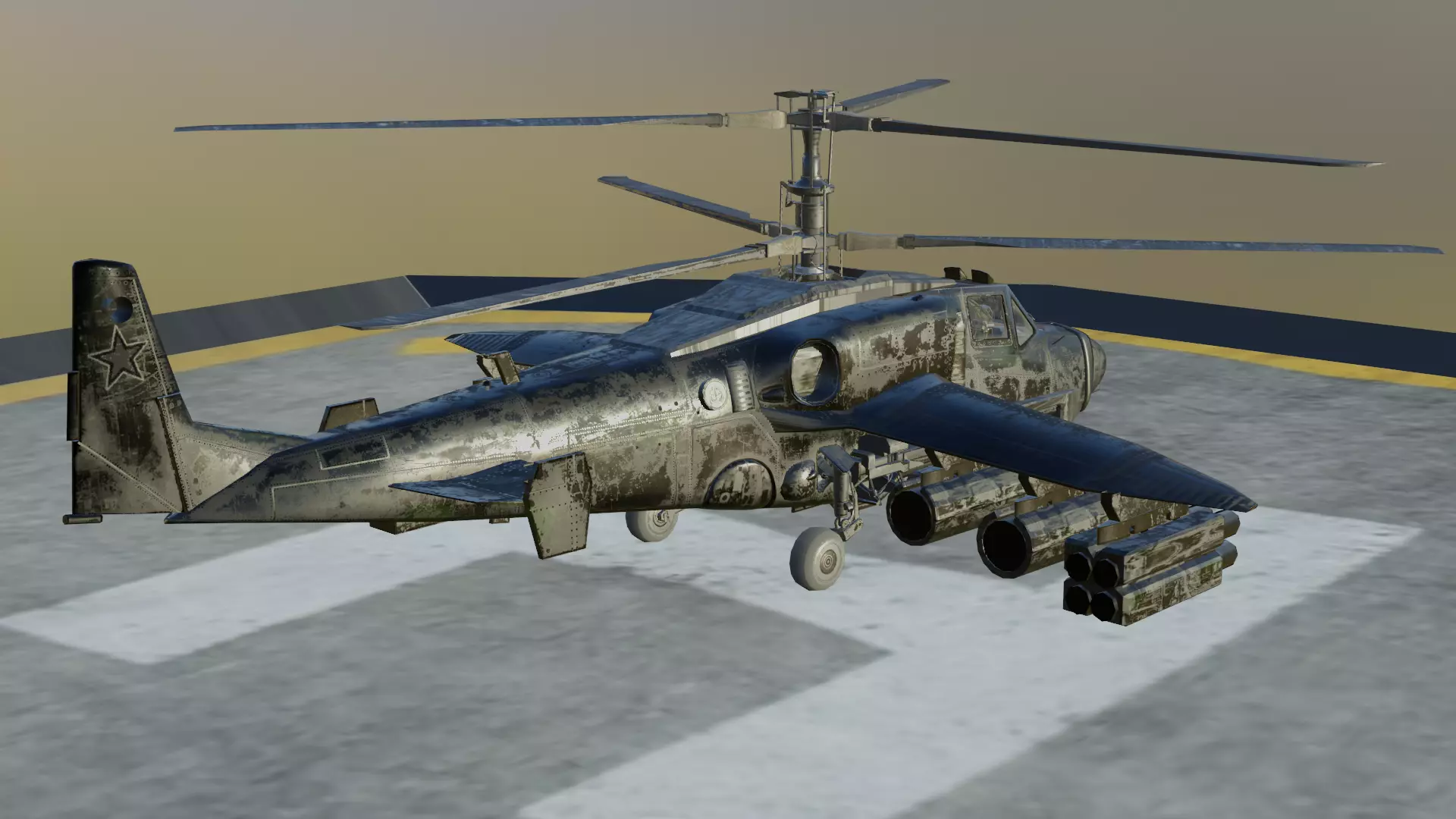 Animated Thunderhawk Helicopter Low-poly 3D model_0