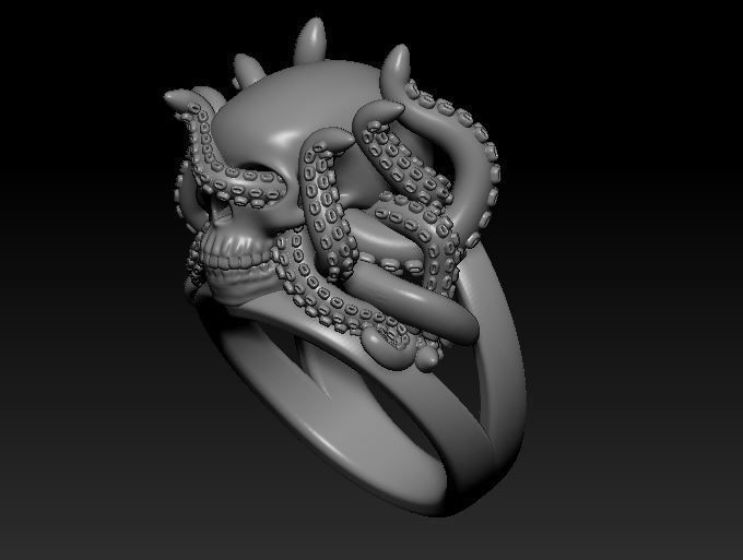 Ring Octopus Scull 3D print model_2