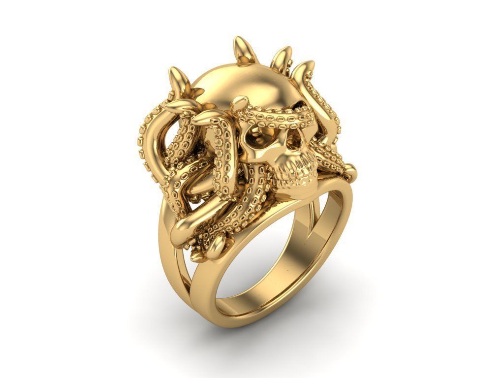 Ring Octopus Scull 3D print model_4