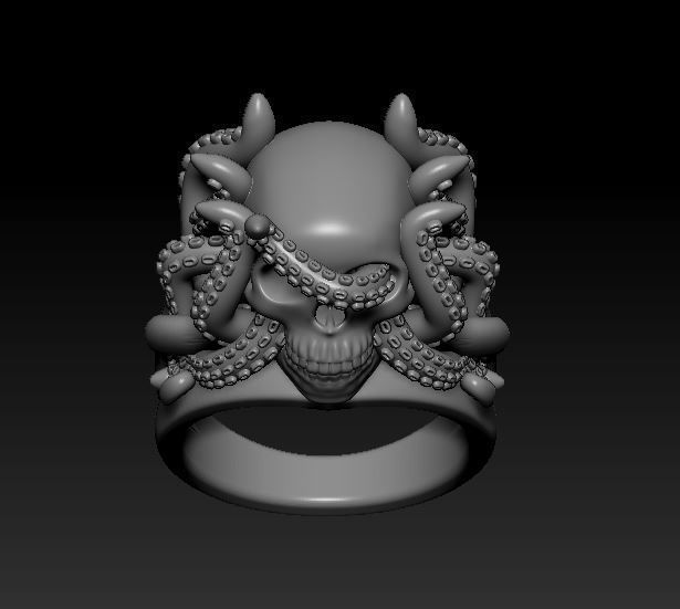 Ring Octopus Scull 3D print model_3