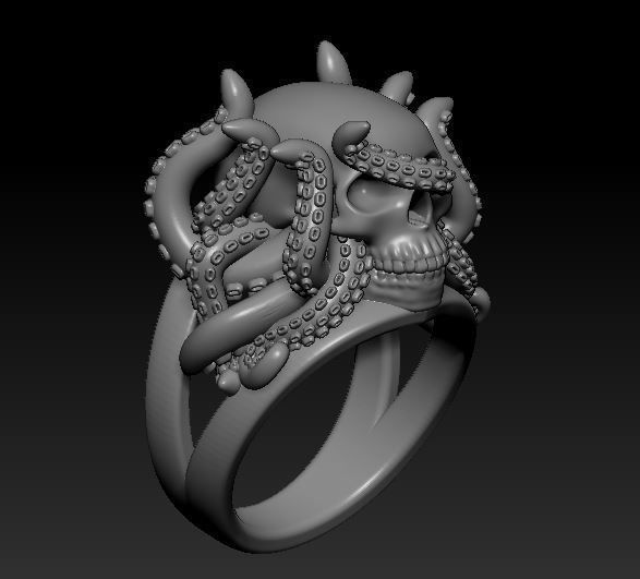 Ring Octopus Scull 3D print model_1