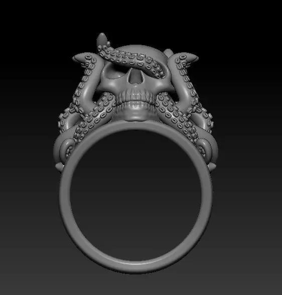 Ring Octopus Scull 3D print model_0