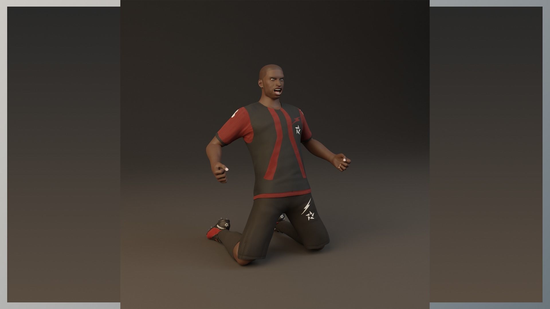 Football Player game ready character Low-poly 3D model_7