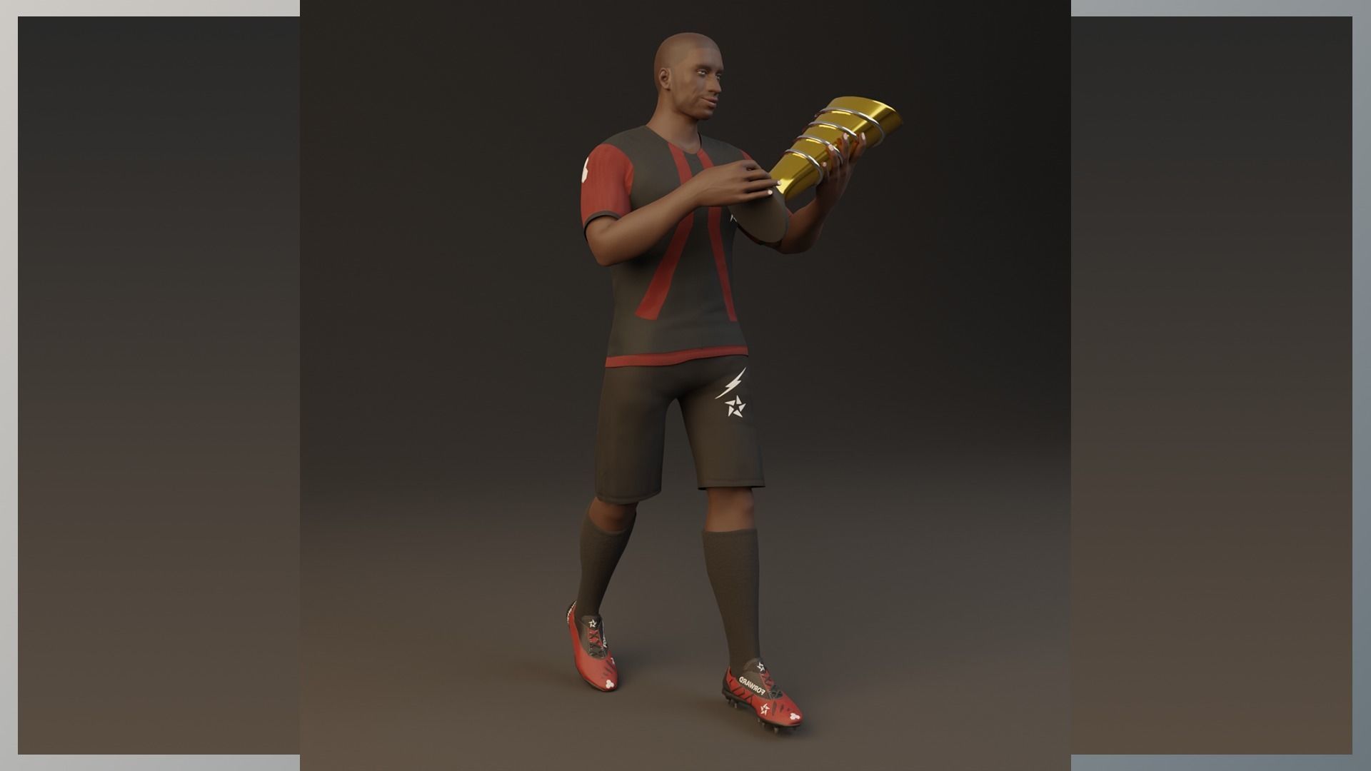Football Player game ready character Low-poly 3D model_6