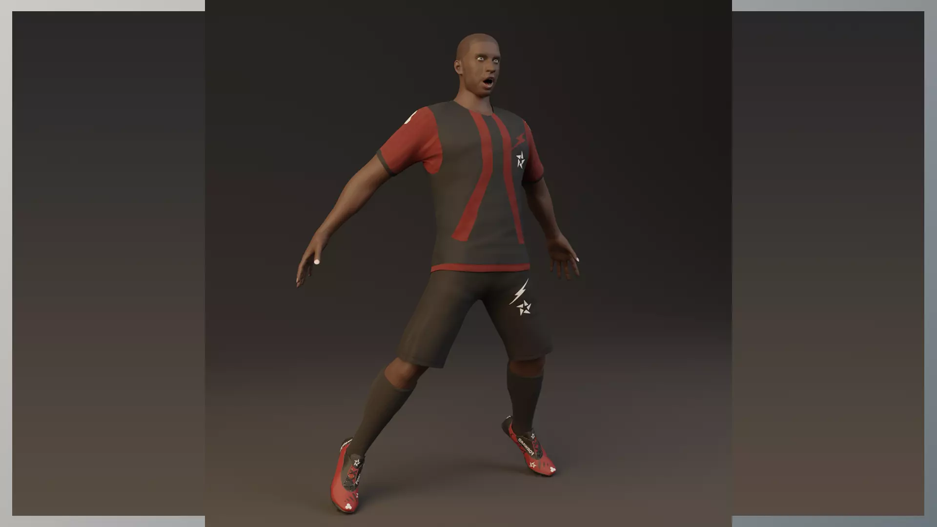 Football Player game ready character Low-poly 3D model_0