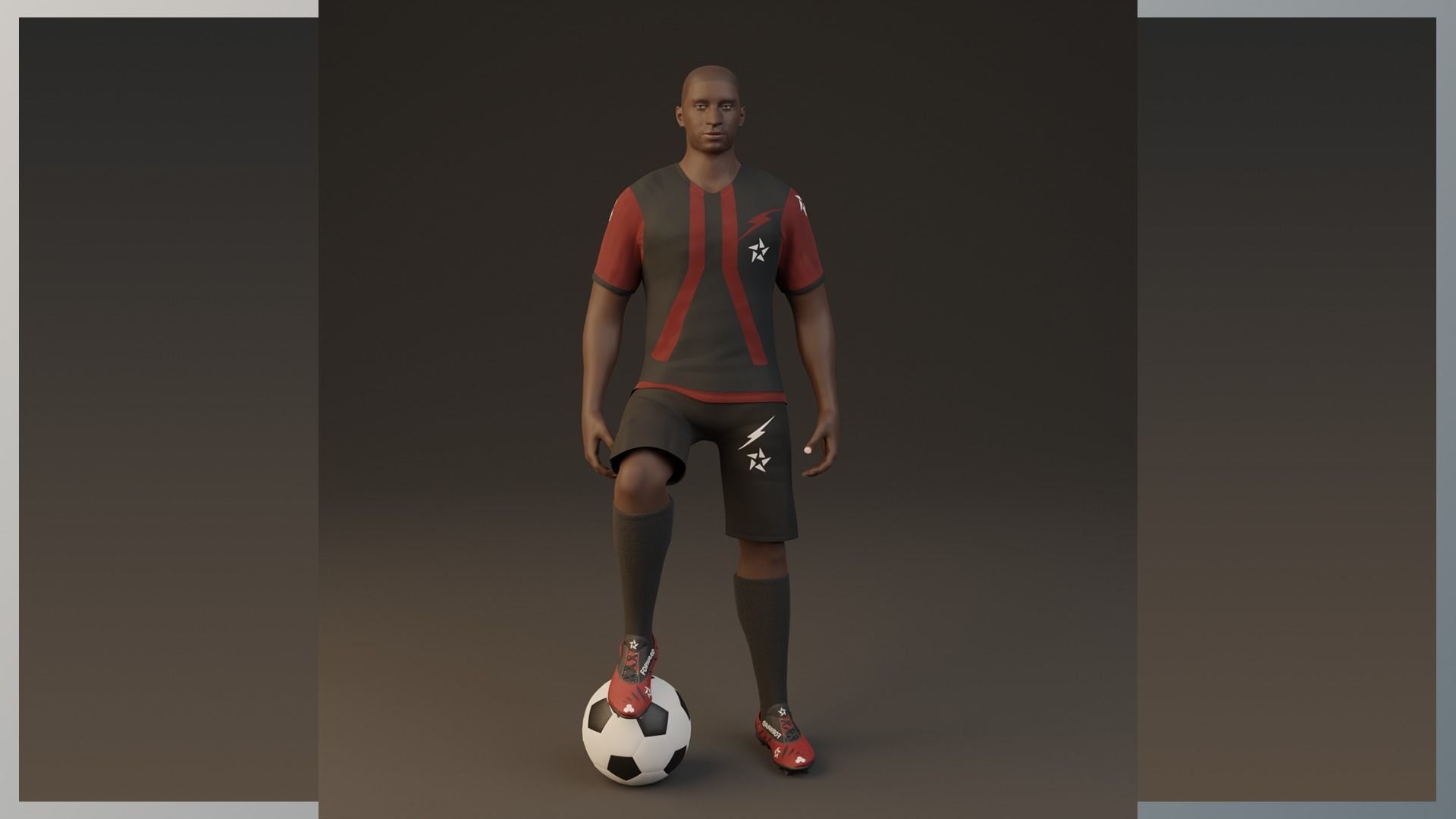 Football Player game ready character Low-poly 3D model_5