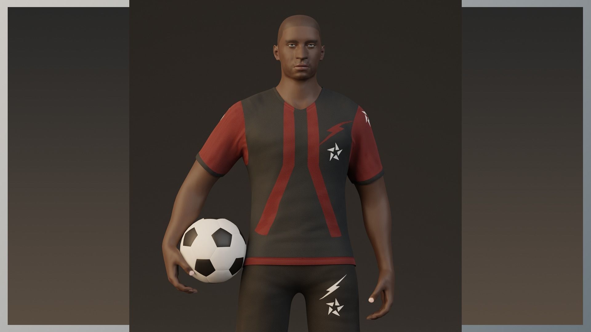 Football Player game ready character Low-poly 3D model_3