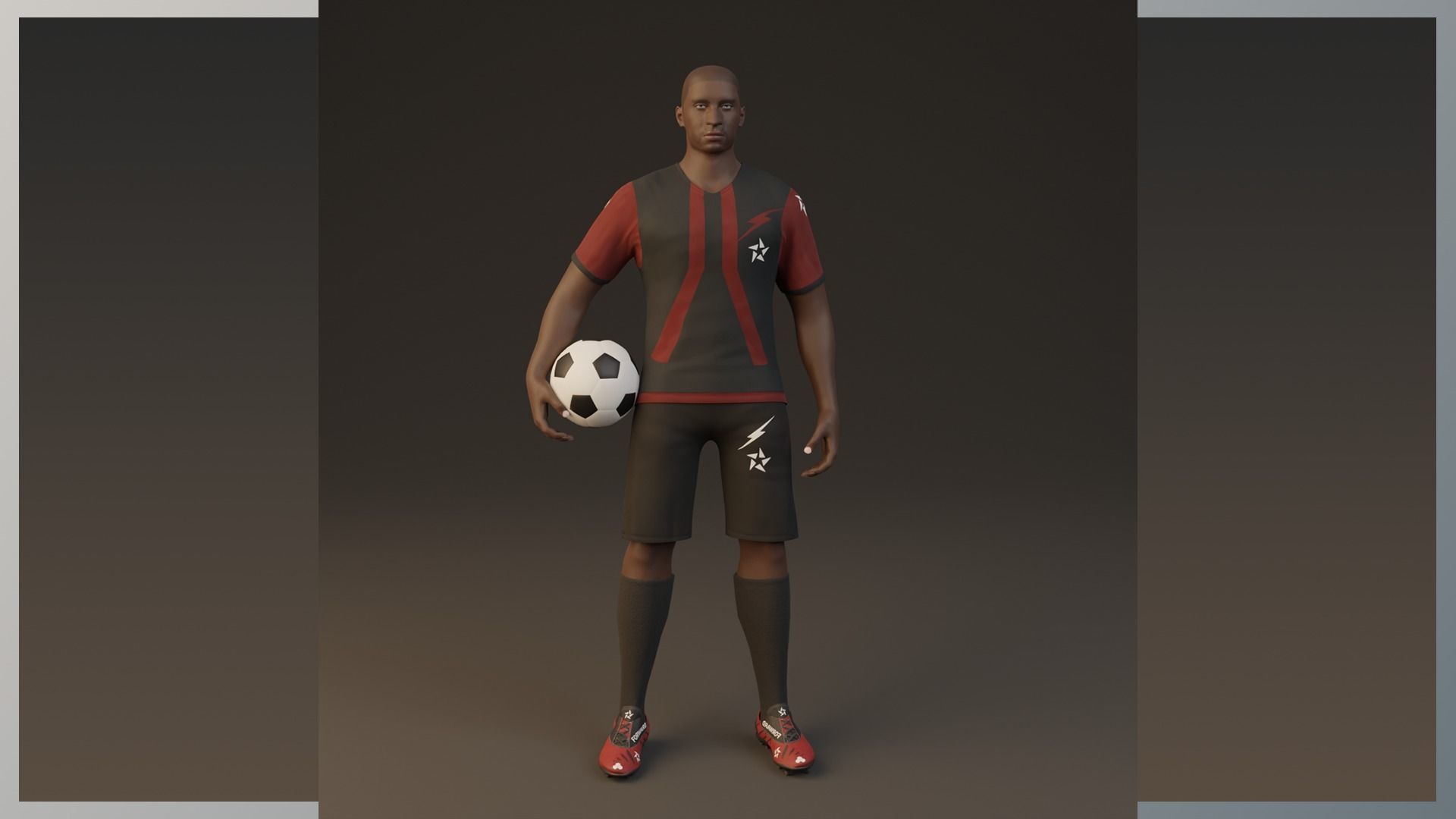 Football Player game ready character Low-poly 3D model_4