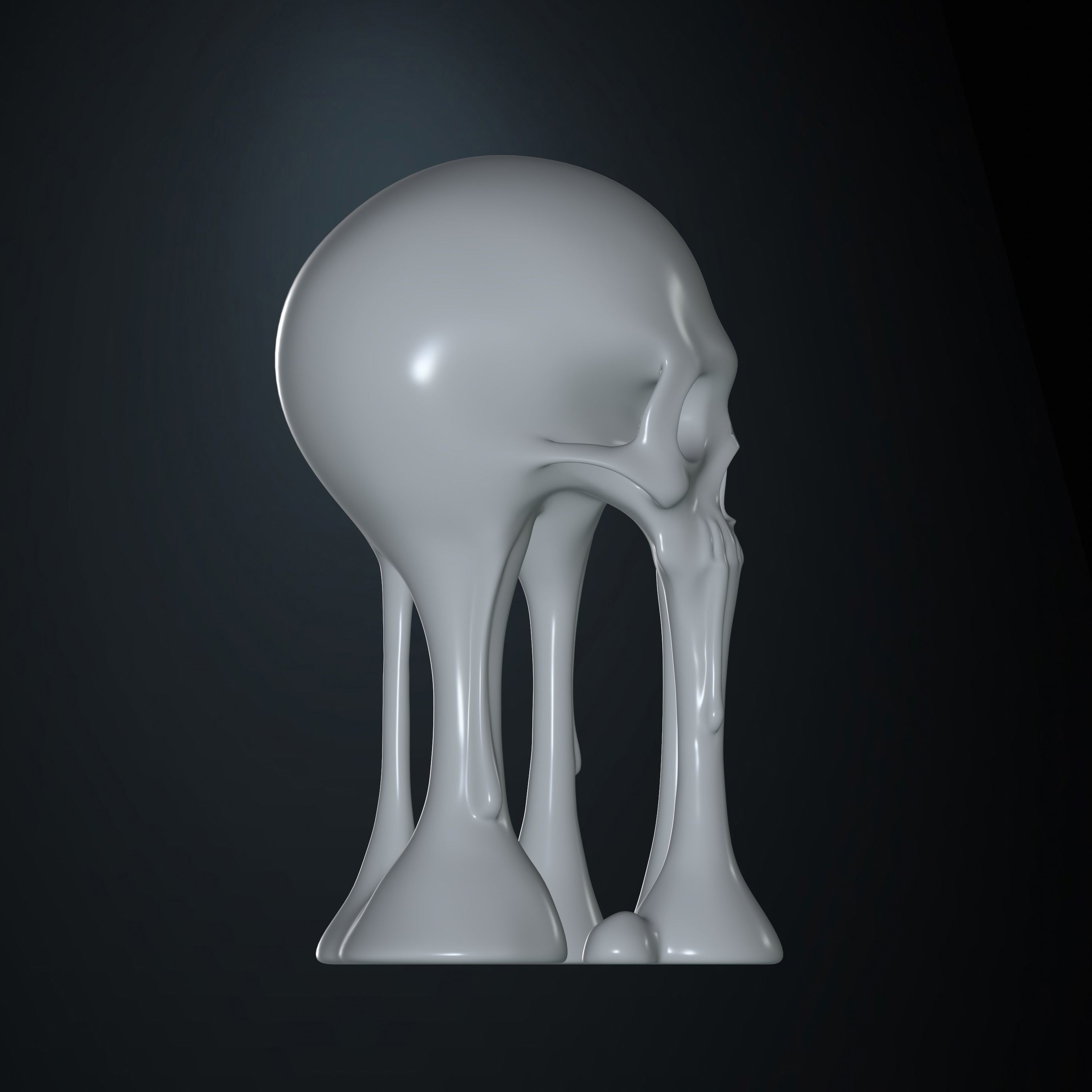 Dripping Floating Skull Vase 3D print model_6