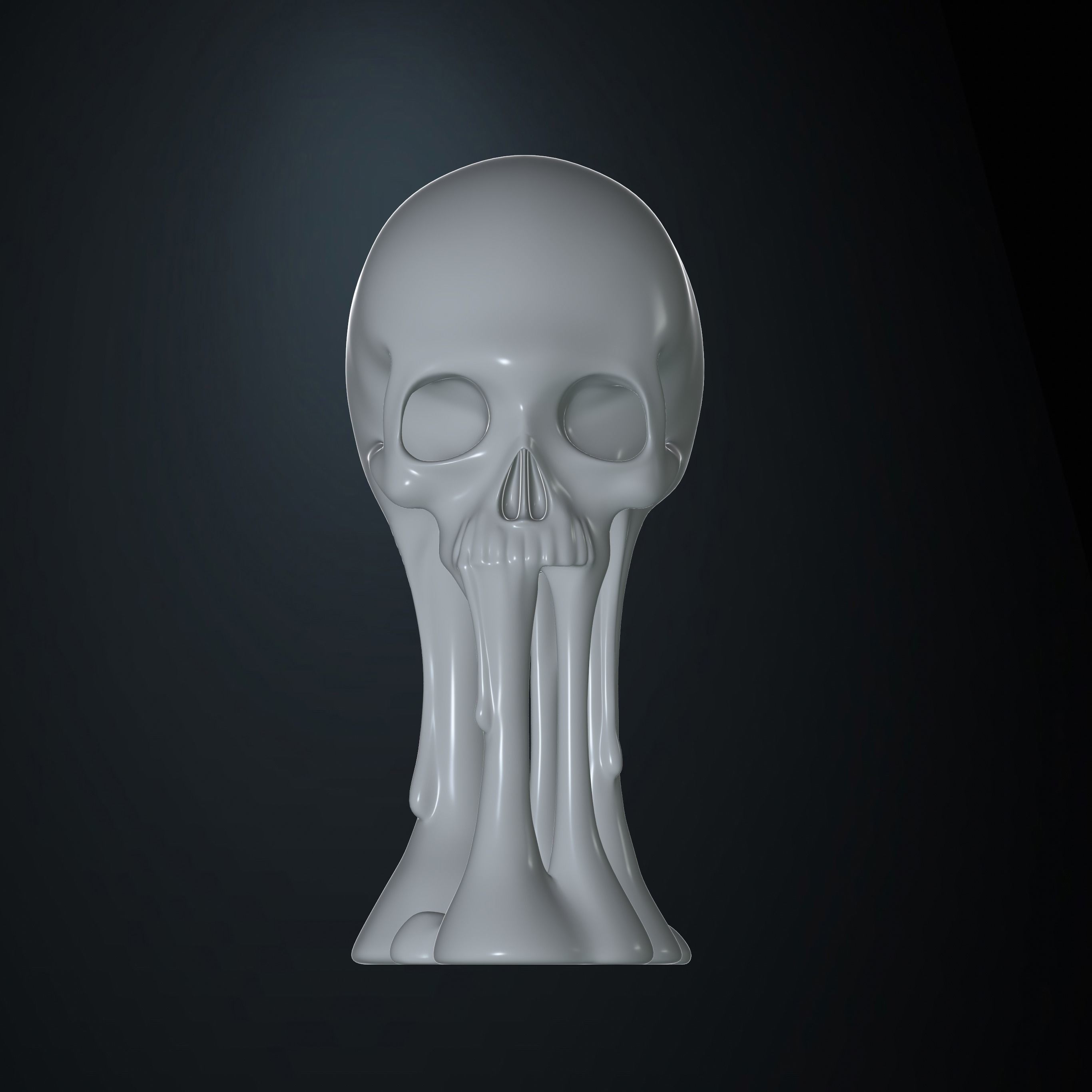 Dripping Floating Skull Vase 3D print model_4