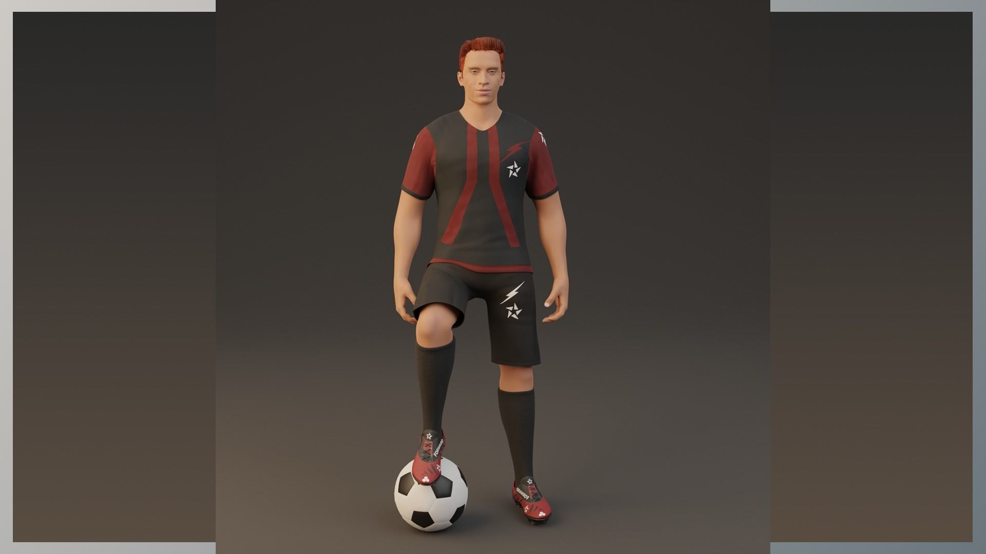 Football Player game ready character Low-poly 3D model_5