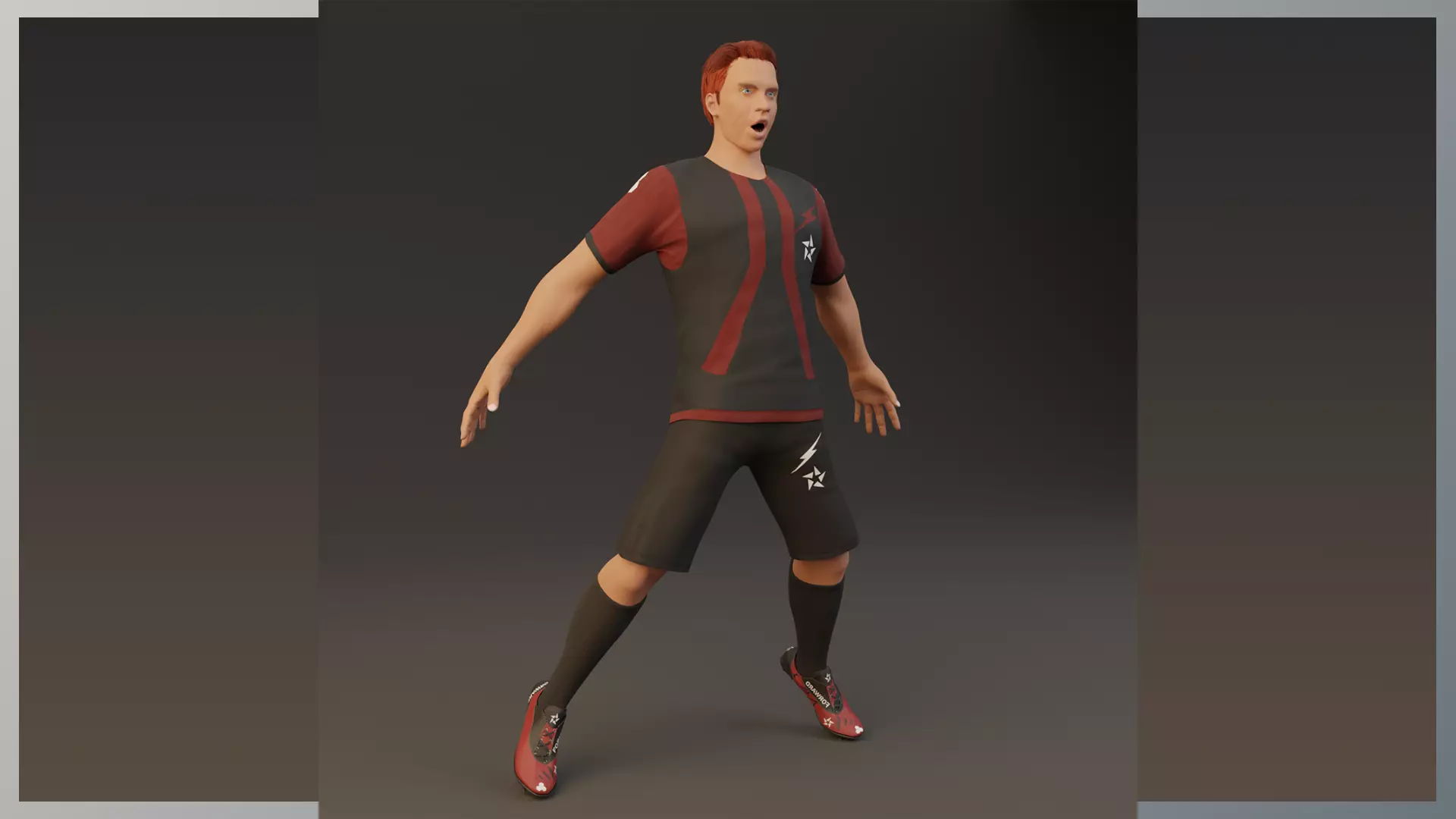 Football Player game ready character Low-poly 3D model_0