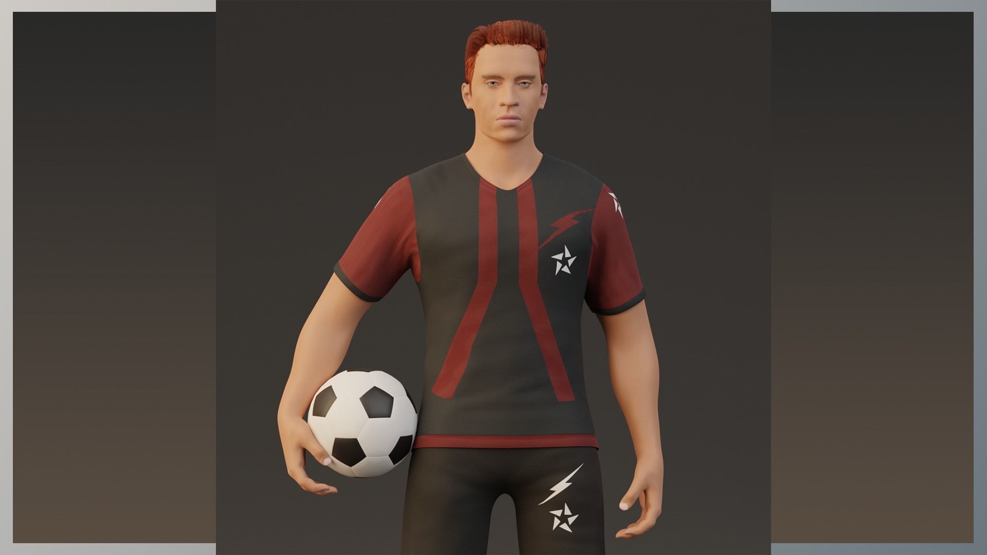 Football Player game ready character Low-poly 3D model_2