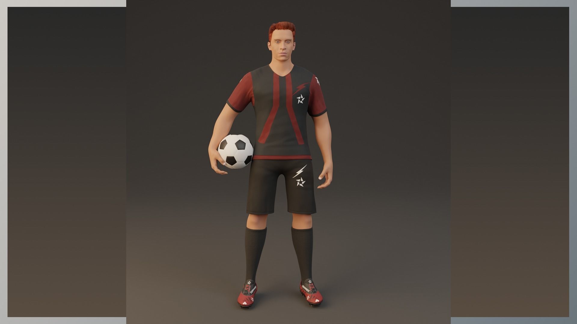 Football Player game ready character Low-poly 3D model_4
